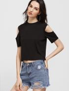 Shein Open Shoulder Crop T-shirt