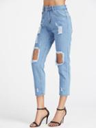 Shein Distressing Ripped Knees Jeans