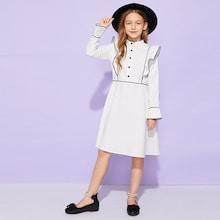 Shein Girls Ruffle Trim Shirt Dress