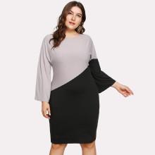 Shein Plus Two Tone Jersey Pencil Dress