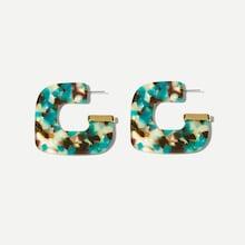 Shein Leopard Pattern Open Square Hoop Earrings
