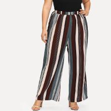Shein Plus Elastic Waist Striped Palazzo Pants