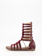 Shein Maroon Frills Beaded Tall Sandals