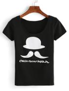 Shein Abstact Hat Man Print T-shirt