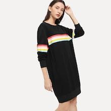 Shein Stripe Tape Panel Sweatshirt Dress