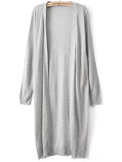 Shein Grey Long Shawl Cardigan