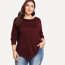 Shein Plus Asymmetrical Hem Solid Tee