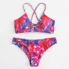 Shein Tropical Print Braided Straps Bikini Set