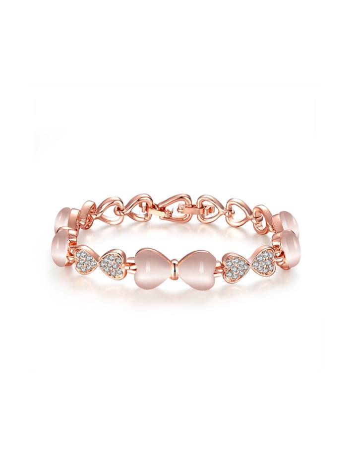 Shein Rhinestone Bow And Heart Design Bracelet