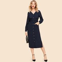 Shein Button Up Split Sleeve Longline Dress