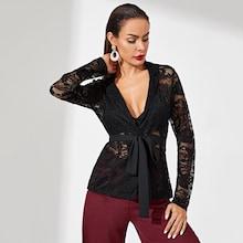 Shein Tie Waist Lace Blazer