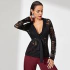 Shein Tie Waist Lace Blazer