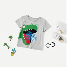 Shein Boys Letter And Crocodile Print Tee