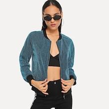 Shein Contrast Trim Glitter Jacket