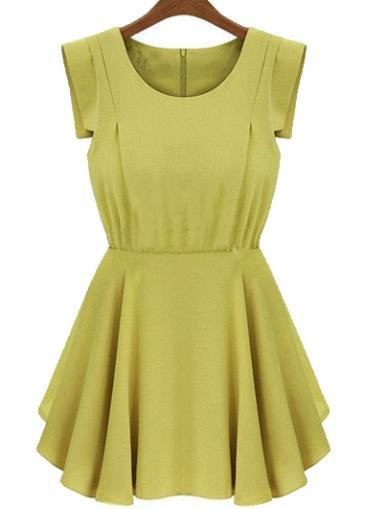 Rosewe Attractive Cap Sleeve Round Neck A Line Dress
