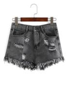 Shein Distressed Grey Denim Shorts