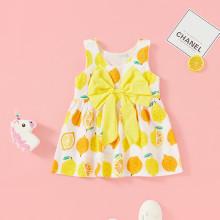 Shein Girls Bow Back Fruit Print Dress