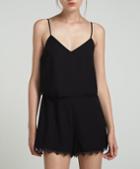 Shein Black Spaghetti Strap With Lace Playsuit