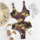 Shein Jungle Print Cutout Back Swimsuit