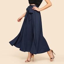 Shein Knot Front Zip Back Flare Skirt