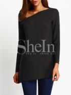 Shein Black Cut Out Neckline Asymmetric Blouse