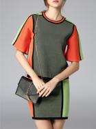 Shein Color Block Polka Dot Top With Skirt