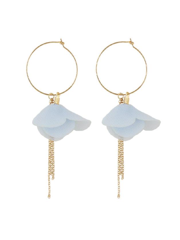 Shein Blue Gauze Flowers Long Earrings