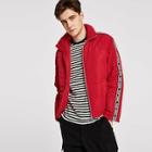 Shein Men Contrast Lettering Tape Detail Padded Coat