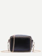 Shein Black Woven Trim Cross Body Bag
