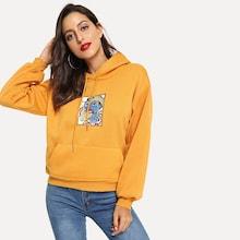 Shein Kangaroo Pocket Cartoon Hoodie