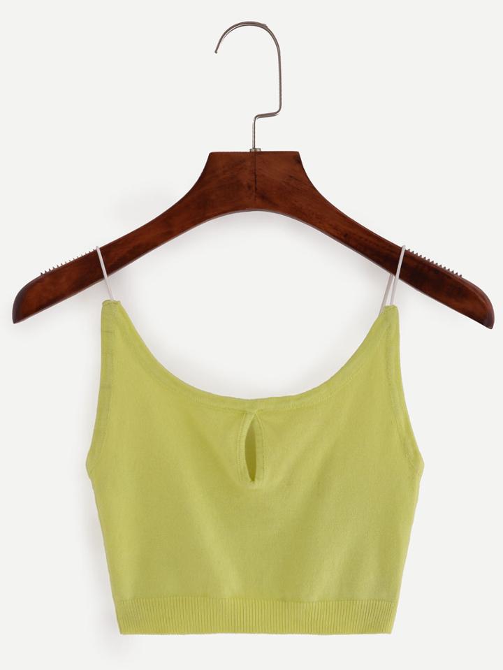 Shein Green Spaghetti Strap Crop Knitted Tank Top