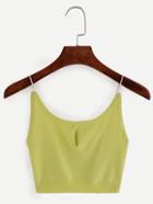 Shein Green Spaghetti Strap Crop Knitted Tank Top