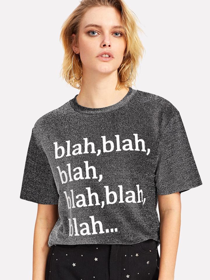 Shein Letter Print Glitter Tee