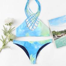 Shein Watercolor Strappy Bikini Set