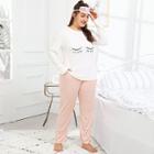 Shein Plus Eye Print Pajama Set With Eye Mask