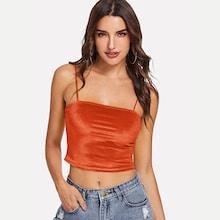 Shein Slim Fitted Crop Velvet Cami Top