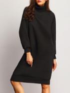 Shein Black High Neck Loose Sweatshirt Dress