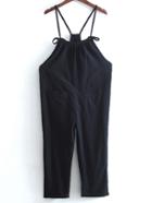 Shein Black Bib-front Spaghetti Strap Pocket Jumpsuit