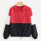 Shein Cut And Sew O-ring Zip Half Placket Jacket