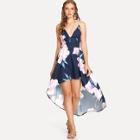 Shein Floral V Neck Asymmetrical Dress