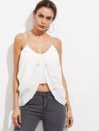 Shein Tulip Ruched Drape Cami Top With Faux Pearl Detail