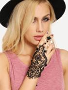 Shein Black Crochet Lace Beaded Hand Chain
