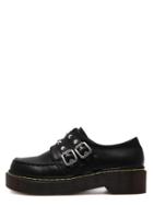 Shein Black Buckle Strap Studded Rubber Soled Platform Shoes