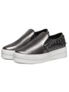 Shein Grey Studded Platform Slip On Sneakers