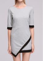 Rosewe Half Sleeve Light Grey Asymmetric Dress