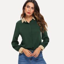 Shein Contrast Collar Shirt