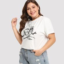 Shein Plus Graffiti Print Tee
