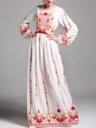 Shein Vintage Print Puff Sleeve Maxi Dress