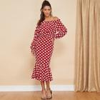 Shein Off Shoulder Ruffle Hem Polka Dot Dress