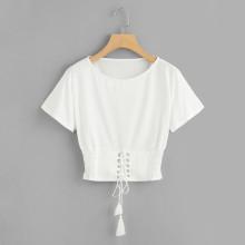 Shein Corset Lace Up Detail T-shirt